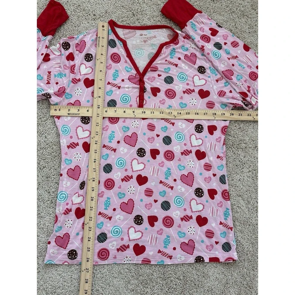 Little Sleepies Pink Sweet Valentine Long Sleeve Bamboo PJ Top Women’s M Cozy